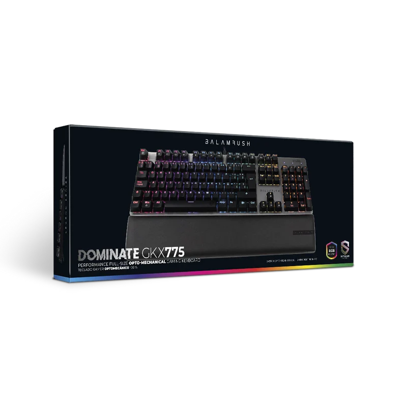 Teclado Gamer Balam Rush Dominate Gkx775 / Alambrico Optomecanico / Rgb / Antighosting / ReposamuÑecas / Programable / Multimedia / Win -linux -mac -xbox One -ps4 / 117 Teclas / Negro / Br-932691