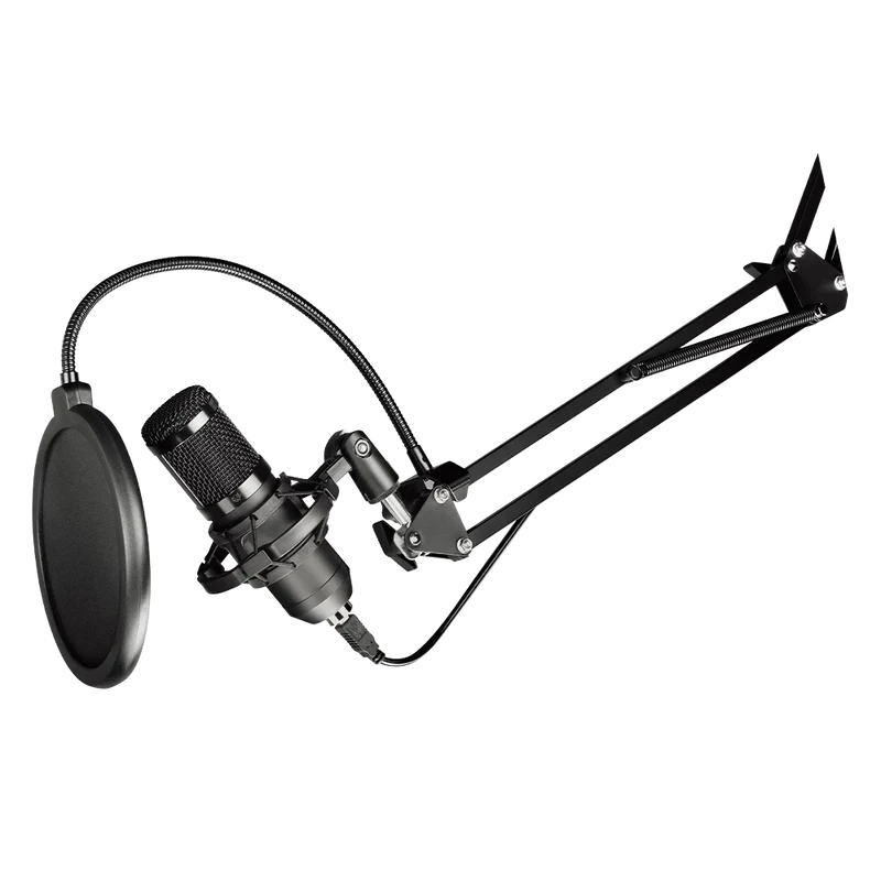 Microfono Gamer Balam Rush Stelar Mc970 / Usb / Puerto Xlr / Unidireccional / Con Soporte De Brazo / Filtro Anti Pop / Rotacion 360 / Negro / Br-932967