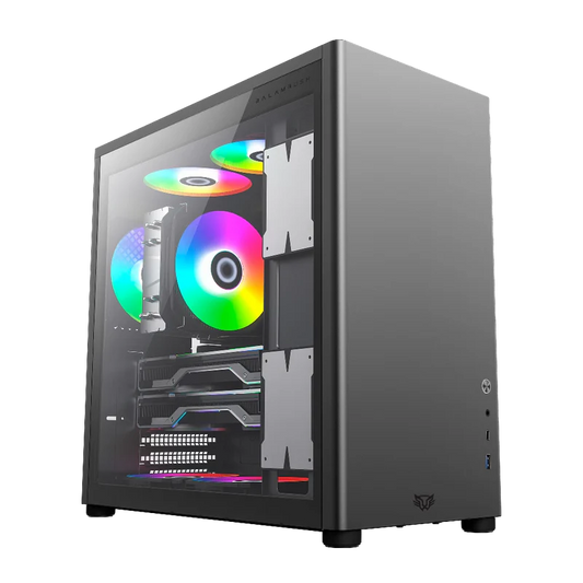 Gabinete Gamer Balam Rush Eris Specialgm985 / Media Torre / Atx, Micro Atx, Mini Itx / Iluminacion Led / Panel Cristal Templado, Metal / Negro - Gris / Br-935654