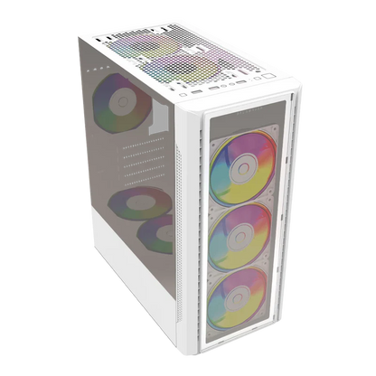 Gabinete Balam Rush Dragonfly Crystal Gm745 / Mini Torre/ Atx, Micro Atx, Mini Itx / Panel Cristal Templado/ Ilumuminacion Rgb/ Metal/ Blanco/ Br-935975