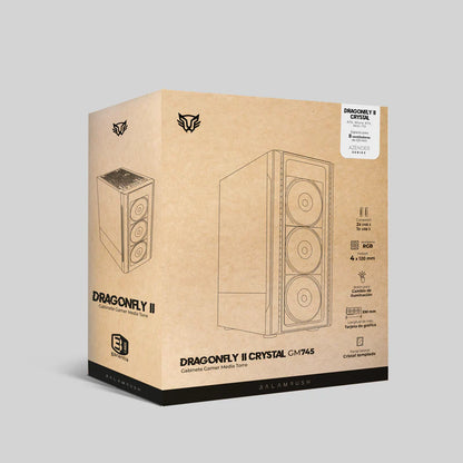 Gabinete Balam Rush Dragonfly Crystal Gm745 / Mini Torre/ Atx, Micro Atx, Mini Itx / Panel Cristal Templado/ Ilumuminacion Rgb/ Metal/ Blanco/ Br-935975