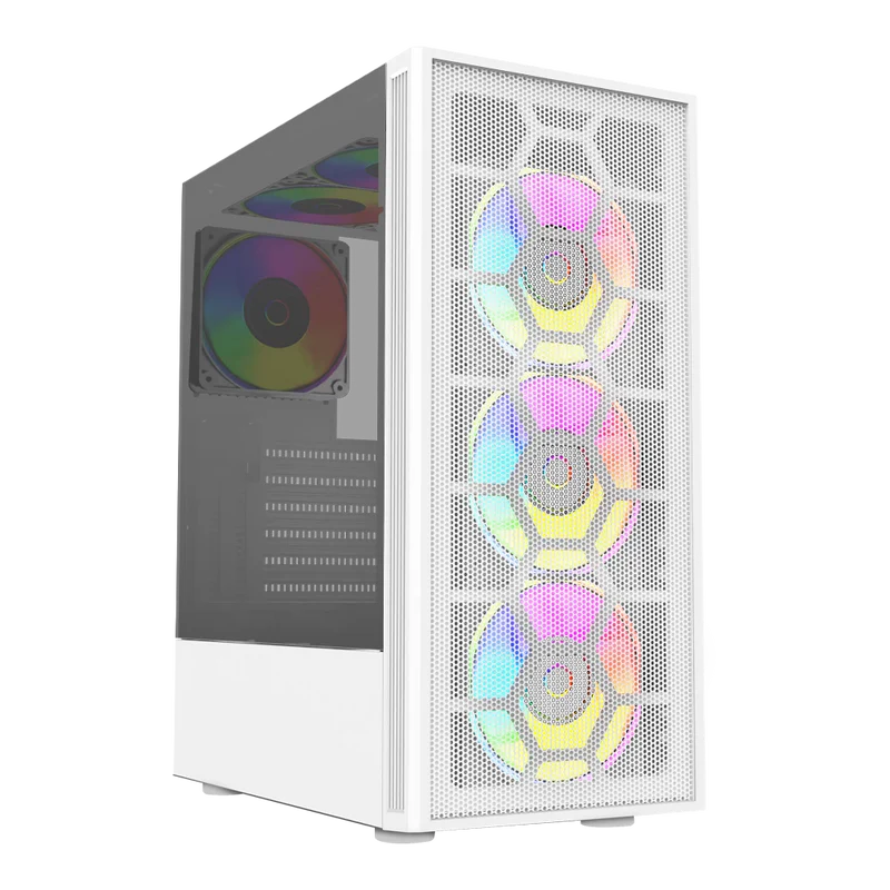 Gabinete Balam Rush Dragonfly Ii Mesh Gm740 / Media Torre / Atx - Micro Atx - Mini Itx / Panel Cristal Templado/ Ilumuminacion Rgb / Ventilador Rgb Incluido / Blanco / Br-935999