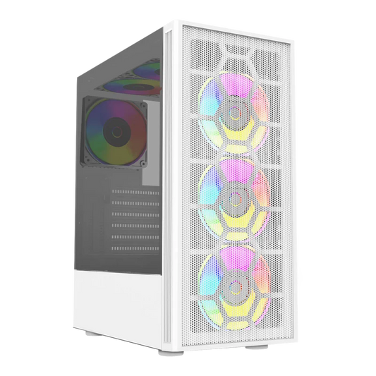 Gabinete Balam Rush Dragonfly Ii Mesh Gm740 / Media Torre / Atx - Micro Atx - Mini Itx / Panel Cristal Templado/ Ilumuminacion Rgb / Ventilador Rgb Incluido / Blanco / Br-935999