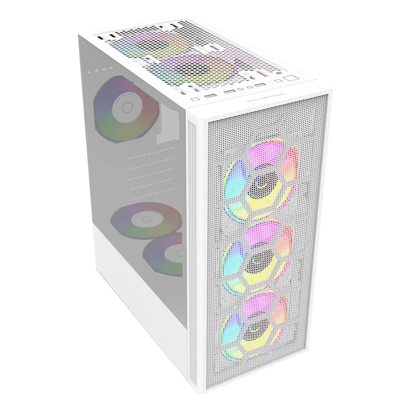 Gabinete Balam Rush Dragonfly Ii Mesh Gm740 / Media Torre / Atx - Micro Atx - Mini Itx / Panel Cristal Templado/ Ilumuminacion Rgb / Ventilador Rgb Incluido / Blanco / Br-935999