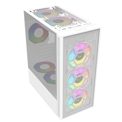 Gabinete Balam Rush Dragonfly Ii Mesh Gm740 / Media Torre / Atx - Micro Atx - Mini Itx / Panel Cristal Templado/ Ilumuminacion Rgb / Ventilador Rgb Incluido / Blanco / Br-935999