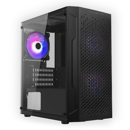 Gabinete Gamer Balam Rush Artic Gi725 / Mini Torre / Micro Atx, Mini Itx / Ventilador Rgb / Panel Cristal Templado, Metal / Negro / Br-936118