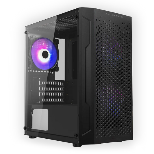 Gabinete Gamer Balam Rush Artic Gi725 / Mini Torre / Micro Atx, Mini Itx / Ventilador Rgb / Panel Cristal Templado, Metal / Negro / Br-936118