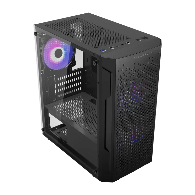 Gabinete Gamer Balam Rush Artic Gi725 / Mini Torre / Micro Atx, Mini Itx / Ventilador Rgb / Panel Cristal Templado, Metal / Negro / Br-936118
