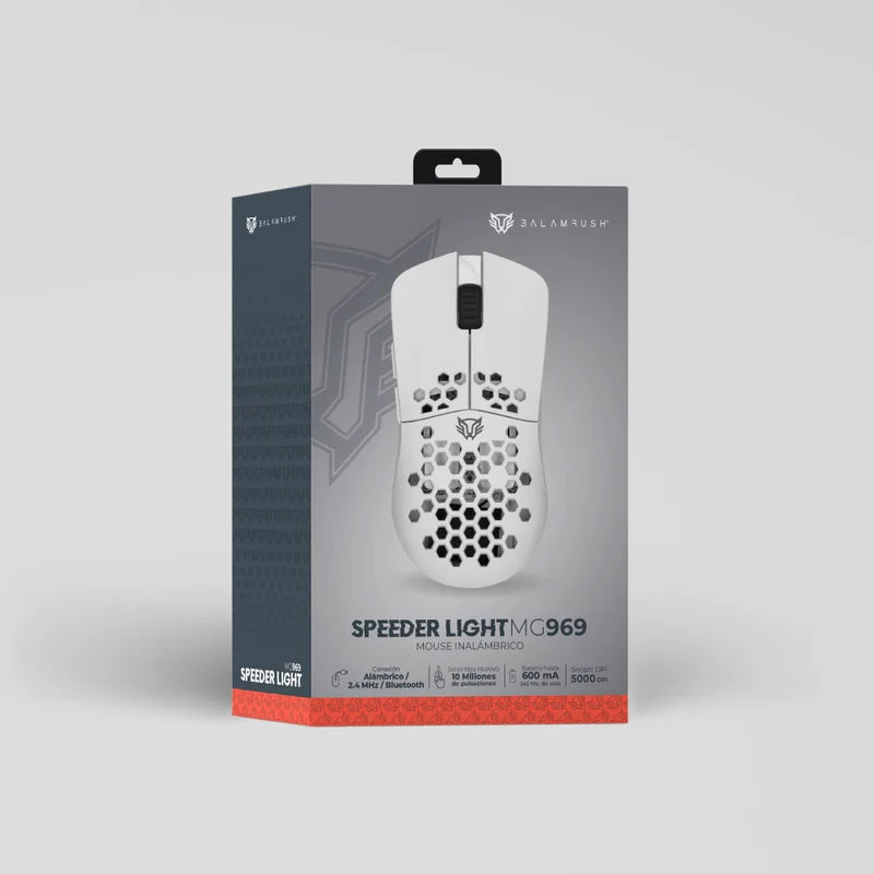 Mouse Gamer Balam Rush Speeder Light Mg969 / Inalambrico Bluetooth / Alambrico - Usb / 7 Botones Scroll / Optico / 5000 Dpi Ajustables / Iluminacion Rgb / Blanco / Br-936873