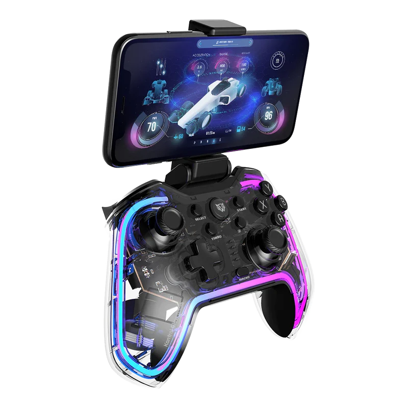 Gamepad Balam Rush Kontrol Glow G595 / Inalambrico Recargable / Bt 5.0 / Rgb / Vibracion Dual / Soporte P Celular / Android - Ios - Pc Win - N Switch - Ps 3-4 / Botones Programables / Br-936910