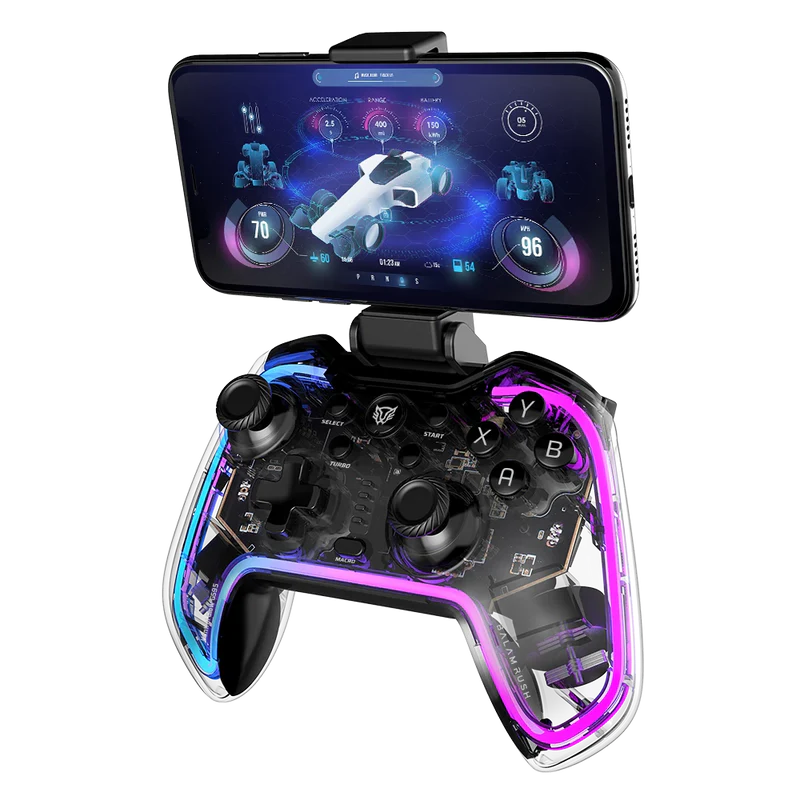 Gamepad Balam Rush Kontrol Glow G595 / Inalambrico Recargable / Bt 5.0 / Rgb / Vibracion Dual / Soporte P Celular / Android - Ios - Pc Win - N Switch - Ps 3-4 / Botones Programables / Br-936910
