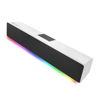 Bocina Gamer Balam Rush Glimm Bar Bg585 / Inalambrica / Bluetooth - Conexion Tws 3.5 Mm / Radio Fm - Tf / Sonido Estereo / 10 W / Recargable / Iluminacion Led / Blanco / Br-936965