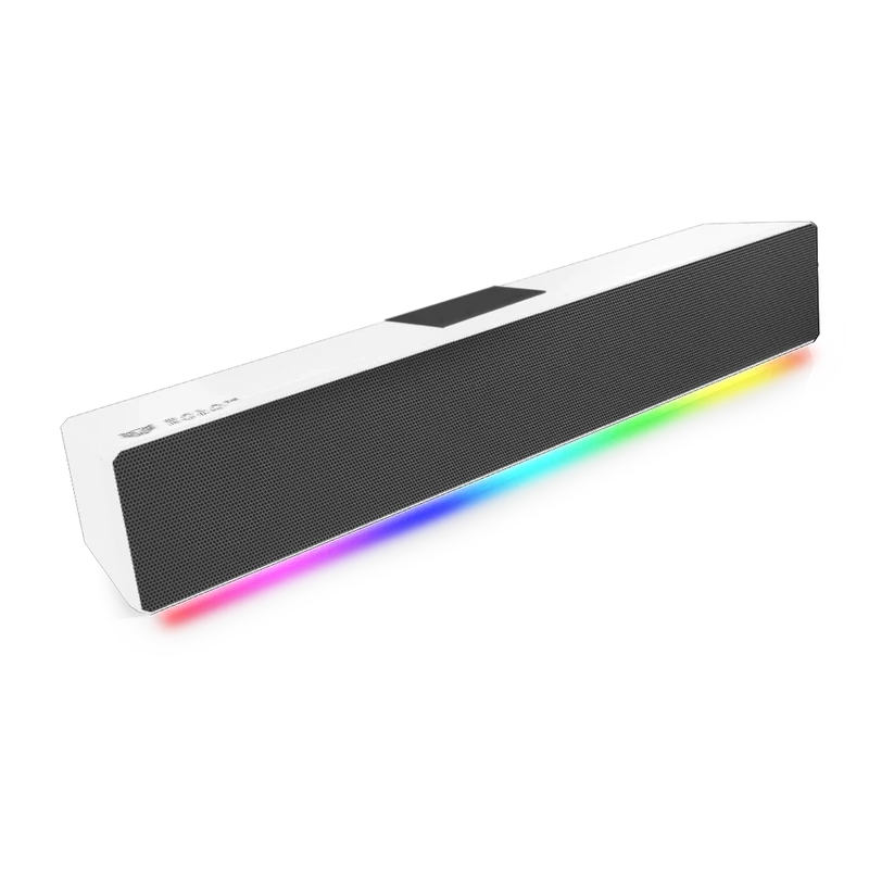 Bocina Gamer Balam Rush Glimm Bar Bg585 / Inalambrica / Bluetooth - Conexion Tws 3.5 Mm / Radio Fm - Tf / Sonido Estereo / 10 W / Recargable / Iluminacion Led / Blanco / Br-936965