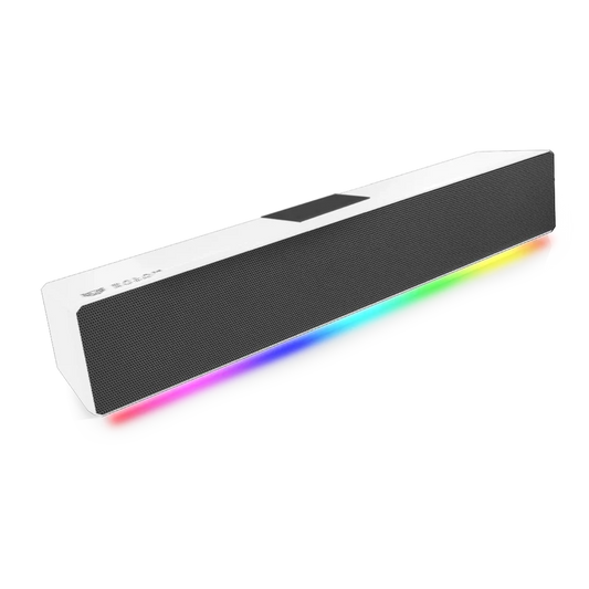 Bocina Gamer Balam Rush Glimm Bar Bg585 / Inalambrica / Bluetooth - Conexion Tws 3.5 Mm / Radio Fm - Tf / Sonido Estereo / 10 W / Recargable / Iluminacion Led / Blanco / Br-936965