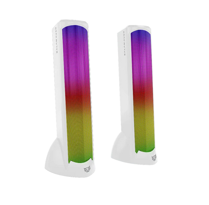 Bocina Gamer Balam Rush Glimm Tower Bg575 / Alambrica Usb / Bluetooth Conexin 3.5 Mm / Sonido Estereo / 10 W / Iluminacion Led / Blanco / Br-936989