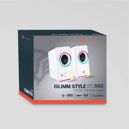 Bocina Gamer Balam Rush Glimm Styleb G565 / Alambrica Usb / 3.5 Mm / Conexion Bt - Aux / Sonido Estereo / 10 W / Iluminacion Led / Blanco / Br-937009