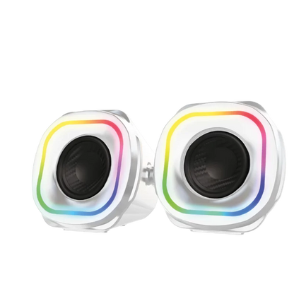 Bocina Gamer Balam Rush Glimm Quad Bg555 / Alambrica Usb / Bluethooth - 3.5 Mm / Sonido Estereo / 10 W / Iluminacion Led / Blanco / Br-937023