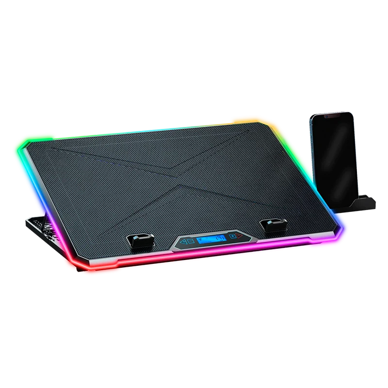 Base Enfriadora Balam Rush Eolox Freez Ef707 / 17 Pulg / 6 Ventiladores / 2x Usb / Pantalla Lcd / Ajustable 8 Niveles / Iluminacion Rgb / Antiderrapante / Negro / Br-937429
