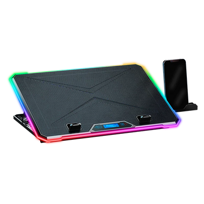 Base Enfriadora Balam Rush Eolox Freez Ef707 / 17 Pulg / 6 Ventiladores / 2x Usb / Pantalla Lcd / Ajustable 8 Niveles / Iluminacion Rgb / Antiderrapante / Negro / Br-937429