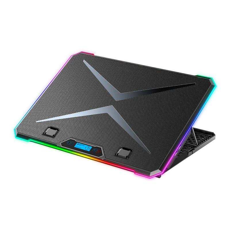 Base Enfriadora Balam Rush Eolox Freez Ef707 / 17 Pulg / 6 Ventiladores / 2x Usb / Pantalla Lcd / Ajustable 8 Niveles / Iluminacion Rgb / Antiderrapante / Negro / Br-937429