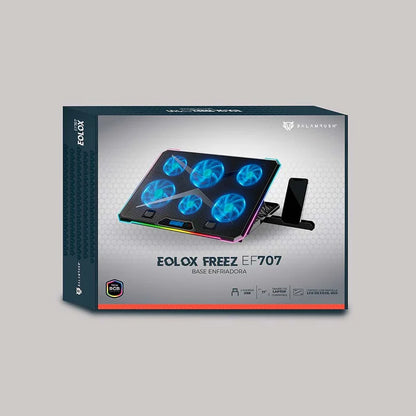 Base Enfriadora Balam Rush Eolox Freez Ef707 / 17 Pulg / 6 Ventiladores / 2x Usb / Pantalla Lcd / Ajustable 8 Niveles / Iluminacion Rgb / Antiderrapante / Negro / Br-937429