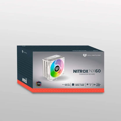 Disipador De Aire Balam Rush Nitrox Nx60 / Intel - Amd / Hidraulico / 4 Pines Pwn - Argb / 3 Pines 5v / 6 Pipas / 600 - 1800 Rpm / Flujo De Aire 73.6 Cfm / Blanco / Br-937924