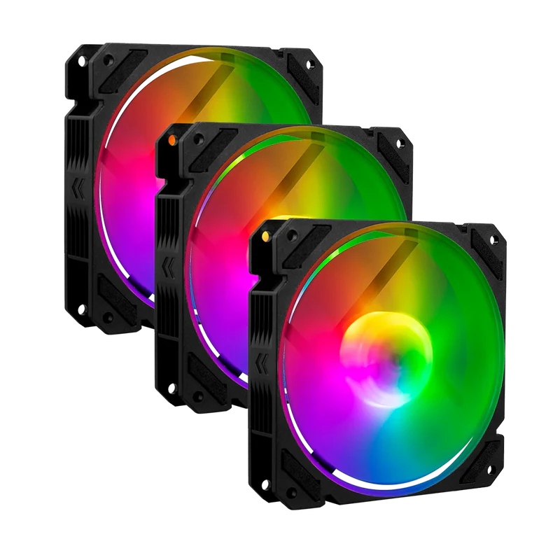 Kit 3 Ventiladores Balam Rush Eolox Blaze Ex70k / Flujo De Aire 30.71 Cfm / Velocidad 1200 Rpm / Silencioso 22.1 D B / 3 Pines Macho Y Hembra / Aura Rgb / 3 Pz / Negro / Br-937962