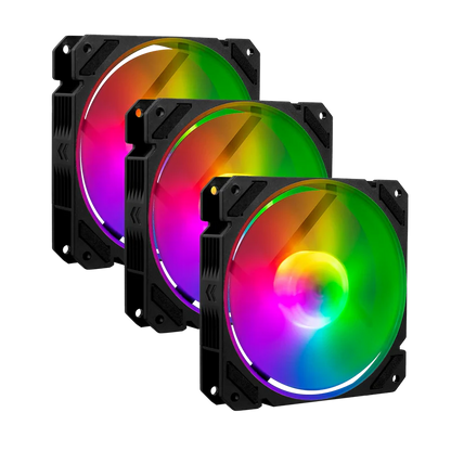 Kit 3 Ventiladores Balam Rush Eolox Blaze Ex70k / Flujo De Aire 30.71 Cfm / Velocidad 1200 Rpm / Silencioso 22.1 D B / 3 Pines Macho Y Hembra / Aura Rgb / 3 Pz / Negro / Br-937962