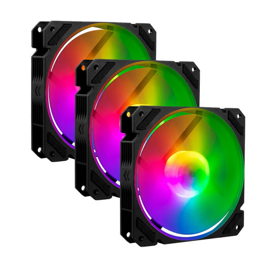 Kit 3 Ventiladores Balam Rush Eolox Blaze Ex70k / Flujo De Aire 30.71 Cfm / Velocidad 1200 Rpm / Silencioso 22.1 D B / 3 Pines Macho Y Hembra / Aura Rgb / 3 Pz / Negro / Br-937962