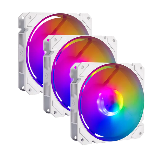 Kit De 3 Ventiladores Gamer Balam Rush Eolox Blaze Ex70kw / 120 X 25 Mm / Flujo De Aire 30.71 Cfm / Velocidad 1200 Rpm / Silencioso 22.1 D B / 3 Pines Macho Y Hembra / Aura Rgb / Blanco / Br-937979
