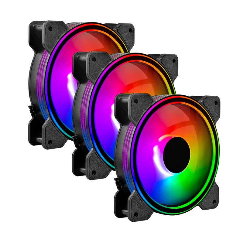 Kit Ventiladores Balam Rush Eolox Blaze Ex50k / 3 Piezas / Flujo De Aire 28.76 Cfm / Silencioso / 1500 Rpm / Iluminacion Rgb / 3 Pines / 120 X 25 Mm / Negro / Br-937986