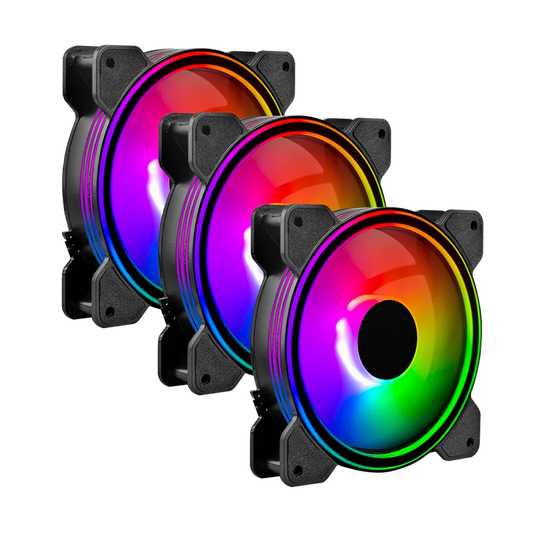 Kit Ventiladores Balam Rush Eolox Blaze Ex50k / 3 Piezas / Flujo De Aire 28.76 Cfm / Silencioso / 1500 Rpm / Iluminacion Rgb / 3 Pines / 120 X 25 Mm / Negro / Br-937986