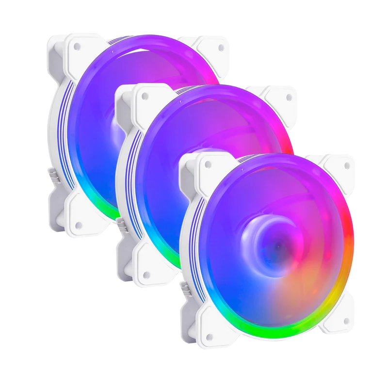 Kit Ventiladores Balam Rush Eolox Blaze Ex50kw / 3 Piezas / Flujo De Aire 28.76 Cfm / Silencioso / 1500 Rpm / Iluminacion Rgb / 3 Pines / 120 X 25 Mm / Blanco / Br-937993