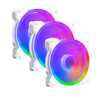 Kit Ventiladores Balam Rush Eolox Blaze Ex50kw / 3 Piezas / Flujo De Aire 28.76 Cfm / Silencioso / 1500 Rpm / Iluminacion Rgb / 3 Pines / 120 X 25 Mm / Blanco / Br-937993