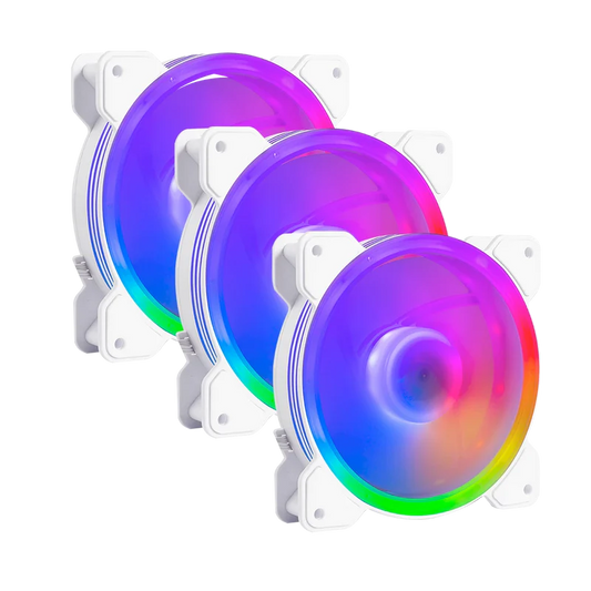 Kit Ventiladores Balam Rush Eolox Blaze Ex50kw / 3 Piezas / Flujo De Aire 28.76 Cfm / Silencioso / 1500 Rpm / Iluminacion Rgb / 3 Pines / 120 X 25 Mm / Blanco / Br-937993