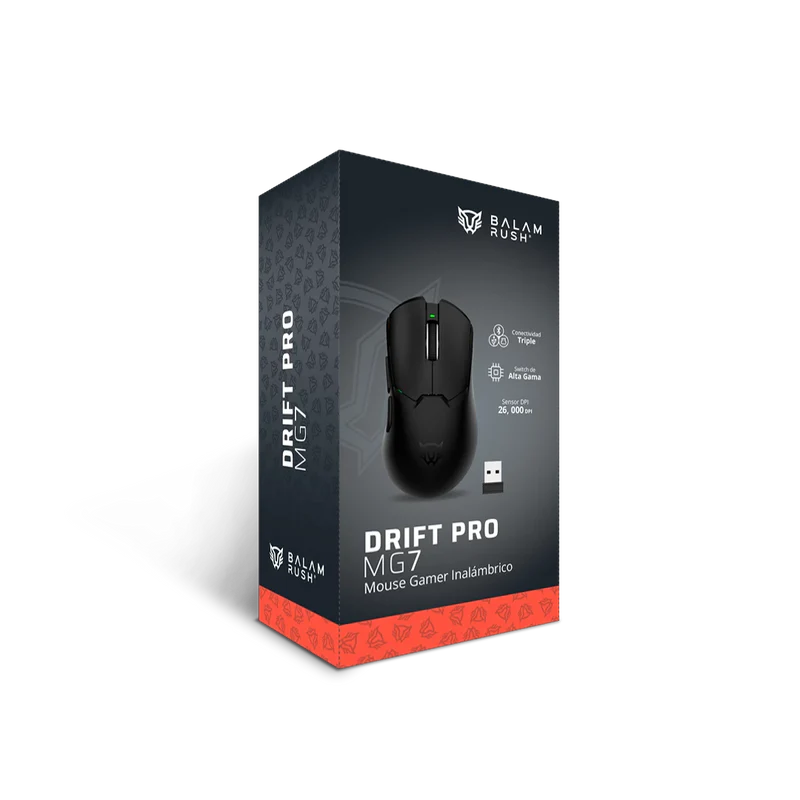 Mouse Gamer Balam Rush Drift Ppro Mg7 / Dual Inalambrico  - Alambrico / Recargable Usb / Iluminacion Rgb Dinamica / 5 Botones / Sensor Optico 26,0000 Dpi Ajustable / Negro / Br-938525