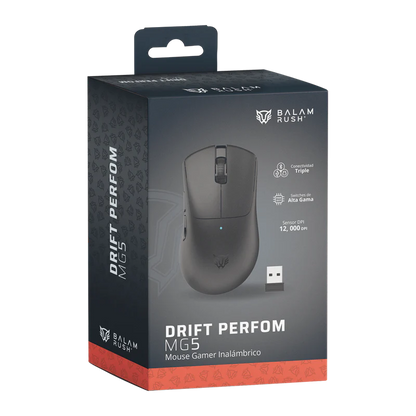 Mouse Gamer Balam Rush Drift Perform Mg5 / Dual Inalambrico  - Alambrico / Recargable Usb / 5 Botones / Sensor Optico 12,000 Dpi Ajustale / Windows / Negro / Br-938549