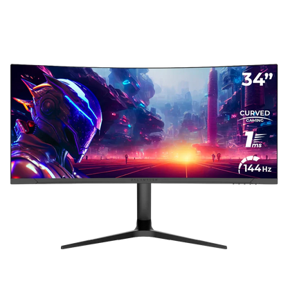 Monitor Gamer Balam Rush Extreme Earth Mgx34c / 34 Pul / Curvo / Wqhd / 144 Hz / R1500 / 1 Ms / Ultra Wide / Dc - Hdmi - Dp - Audio / Iluminacion Rgb / Sin Bordes / Free Sync / Negro / Br-938655