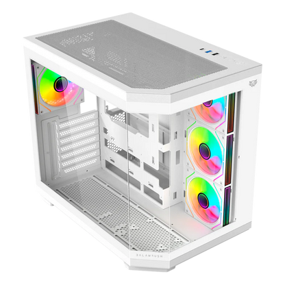 Gabinete Gamer Balam Rush Tank Master 9600tb / Media Torre / Atx - Micro Atx - Itx / Paneles Removibles Cristal Templado / 4x Ventiladores Argb / Soporte Para Enfriamiento / Blanco / Br-938686