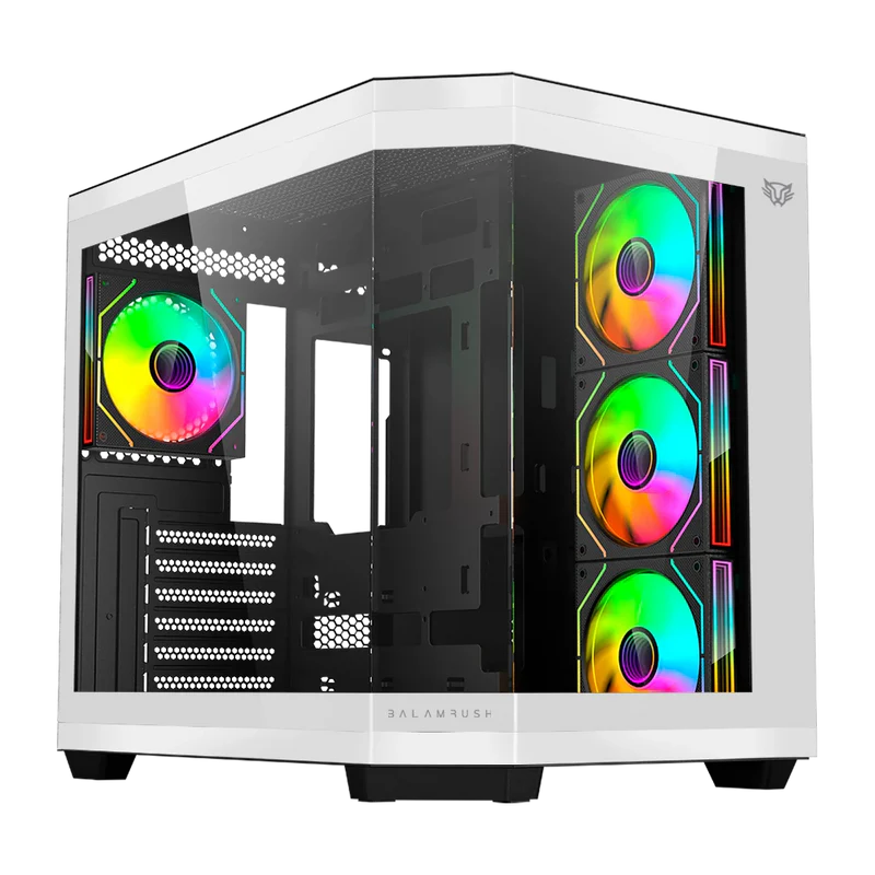 Gabinete Gamer Balam Rush Tank Master 9600tb / Media Torre / Atx - Micro Atx - Itx / Paneles Removibles Cristal Templado / 4x Ventiladores Argb / Soporte P/ Enfriamiento / Blanco C/ Negro / Br-938693