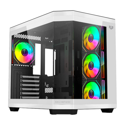 Gabinete Gamer Balam Rush Tank Master 9600tb / Media Torre / Atx - Micro Atx - Itx / Paneles Removibles Cristal Templado / 4x Ventiladores Argb / Soporte P/ Enfriamiento / Blanco C/ Negro / Br-938693