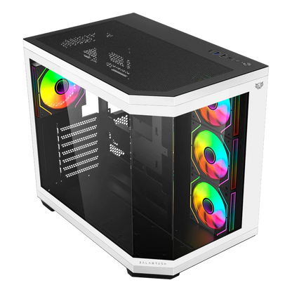 Gabinete Gamer Balam Rush Tank Master 9600tb / Media Torre / Atx - Micro Atx - Itx / Paneles Removibles Cristal Templado / 4x Ventiladores Argb / Soporte P/ Enfriamiento / Blanco C/ Negro / Br-938693