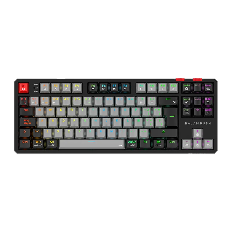Teclado Gamer Balam Rush Level Pro Gk990 / Inalambrico / Multimedia / Rgb Dinamico / Recargable / EspaÑol / 105 Teclas / Gris-negro / Br-940368