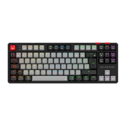 Teclado Gamer Balam Rush Level Pro Gk990 / Inalambrico / Multimedia / Rgb Dinamico / Recargable / EspaÑol / 105 Teclas / Gris-negro / Br-940368