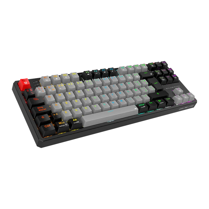 Teclado Gamer Balam Rush Level Pro Gk990 / Inalambrico / Multimedia / Rgb Dinamico / Recargable / EspaÑol / 105 Teclas / Gris-negro / Br-940368