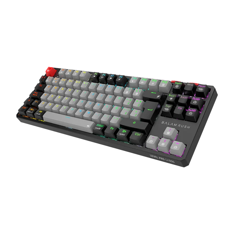 Teclado Gamer Balam Rush Level Pro Gk990 / Inalambrico / Multimedia / Rgb Dinamico / Recargable / EspaÑol / 105 Teclas / Gris-negro / Br-940368