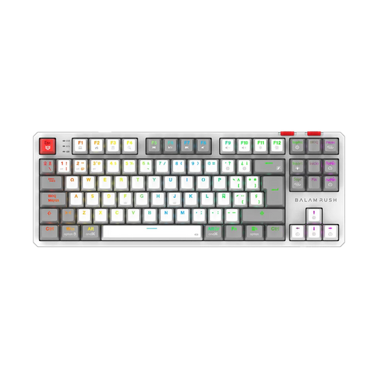 Teclado Gamer Balam Rush Level Pro Gk990 / Inalambrico / Dongle Usb- Bt -usb C / EspaÑol / Win -mac -android / 88 Teclas / Mecanico / Iluminacion Rgb / 5 Dispositivos / Recargable /blanco / Br-940375