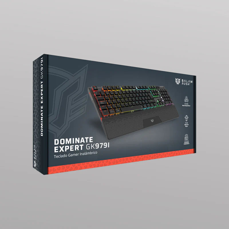 Teclado Gamer Balam Rush Dominate Expert Gk979i / Dual Recargable / Usb C - Bt Dongle / Multidispositivos / Rgb / 105 Teclas / EspaÑol / Ergonomico / Mecanico / Win- Ios - Android / Negro / Br-940382