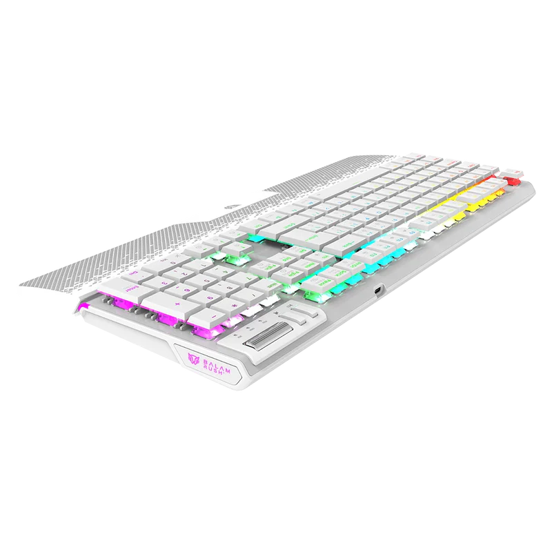 Teclado Gamer Balam Rush Dominate Expert Gk979i / Dual Recargable / Usb C - Bt Dongle / Multidispositivos / Rgb / 105 Teclas / EspaÑol / Ergonomico / Mecanico / Win- Ios - Android/ Blanco / Br-940399