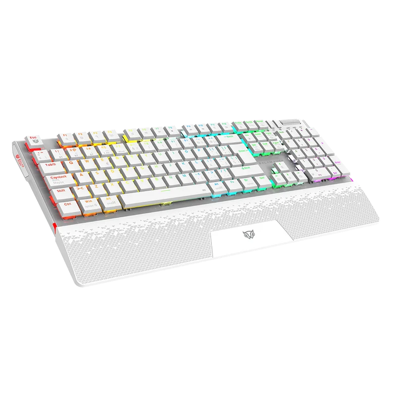 Teclado Gamer Balam Rush Dominate Expert Gk979i / Dual Recargable / Usb C - Bt Dongle / Multidispositivos / Rgb / 105 Teclas / EspaÑol / Ergonomico / Mecanico / Win- Ios - Android/ Blanco / Br-940399